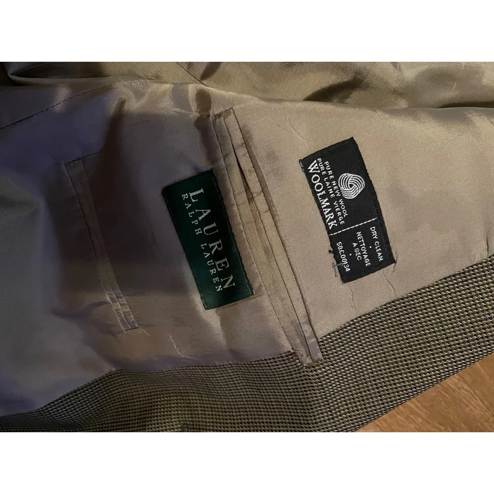 Lauren Ralph Lauren Pure New Wool Blazer Olive Brown Check Sport Coat Canada 42R